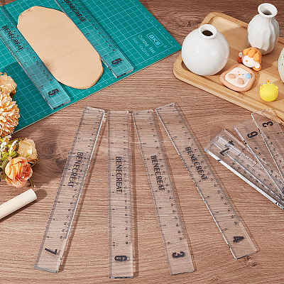 Rectangle Acrylic Rolling Mud Stick Guide Rule AJEW-WH0554-56-1