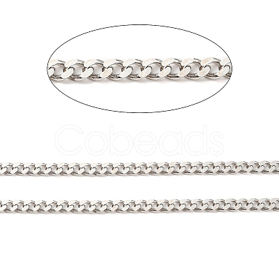 Anti-Tarnish Rhodium Plated 925 Sterling Silver Faceted Curb Chains STER-F052-06P-1