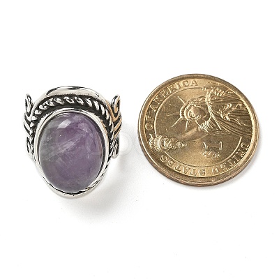 Natural Amethyst Adjustable Rings RJEW-I108-01AS-14-1
