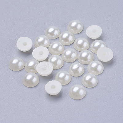 Half Round Domed Imitated Pearl Acrylic Cabochons OACR-H001-1-1