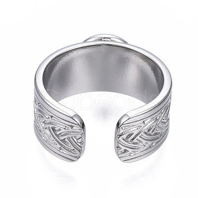 Non-Tarnish 304 Stainless Steel Open Cuff Finger Ring Cabochon Settings X-STAS-T060-05P-1