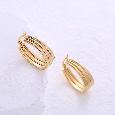 Stainless Steel Triple U-Shaped Hoop Earrings WT3801-1