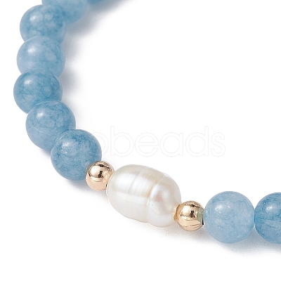 Natural Mixed Gemstone & Pearl Braided Bead Bracelets BJEW-JB09719-1