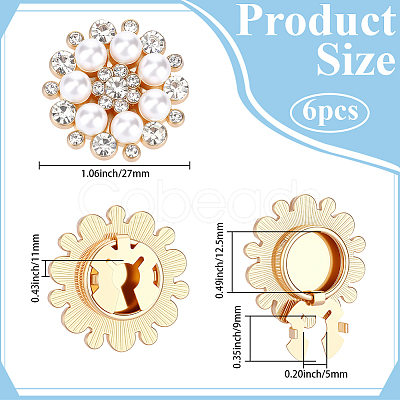 6Pcs Flower Alloy Plastic Cufflinks FIND-CY0001-65B-1