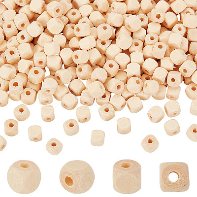 AHADERMAKER 500Pcs Natural Wood Beads WOOD-GA0001-50-1