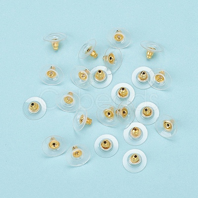 50Pairs Brass Bullet Clutch Bullet Clutch Earring Backs with Pad KK-YW0001-02G-1