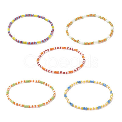 Glass Beaded Stretch Bracelets BJEW-JB09095-1