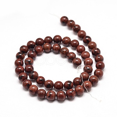Natural Mahogany Obsidian Round Bead Strands X-G-P072-44-8mm-1