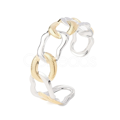 Oval 304 Stainless Steel Cuff Bangles for Women BJEW-B150-06GP-1