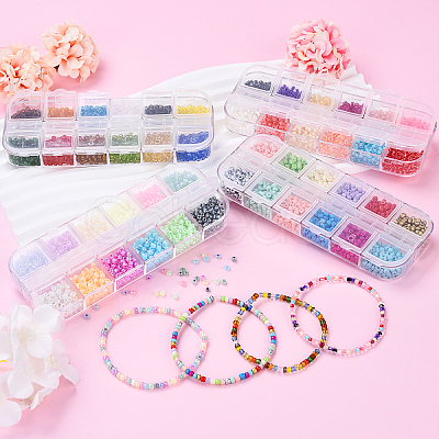 48G 12 Colors Transparent Colours Glass Seed Beads SEED-YW0002-72-1