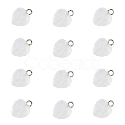 12Pcs Natural Quartz Crystal Heart Charms G-FI0001-29-1