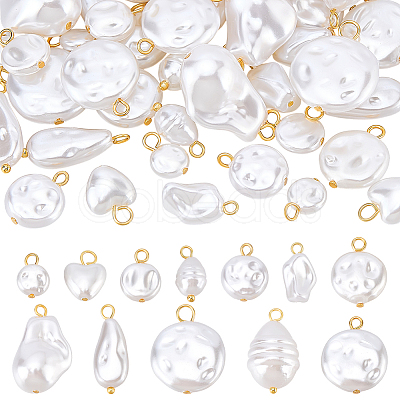 48Pcs 12 Styles Plastic Imitation Pearl Pendants FIND-PH0059-53-1