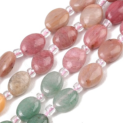 Cherry Quartz Glass & Natural Rhodonite & Sodalite & Green Aventurin & Crazy Agate Beads Strands G-Z135-A12-1