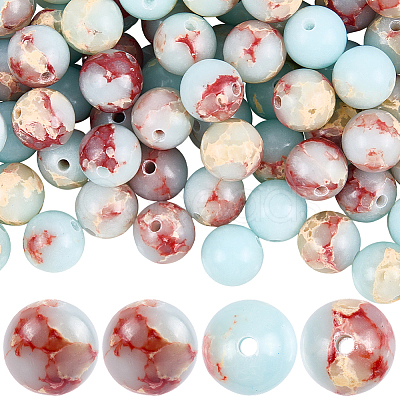 100Pcs Synthetic Aqua Terra Jasper Beads G-SP0001-34-1