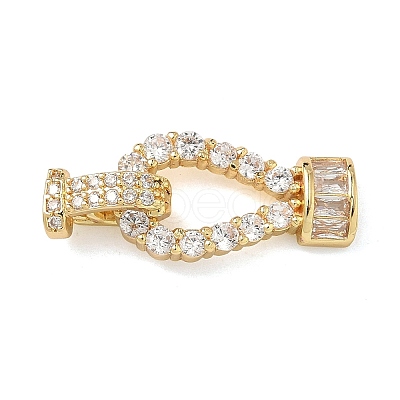 Brass Micro Pave Clear Cubic Zirconia Fold Over Clasps KK-U059-60G-1
