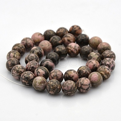 Natural Rhodonite Round Beads Strands G-N0120-17-4mm-1