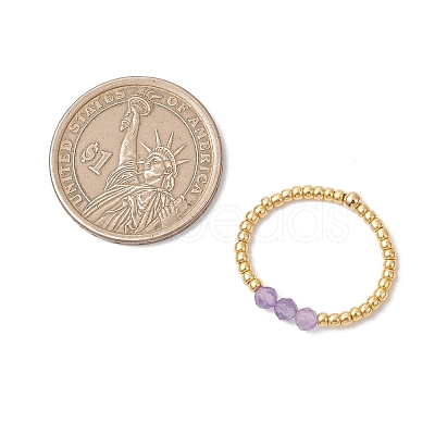 Round Glass Seed Beads Finger Rings for Women RJEW-JR00984-1