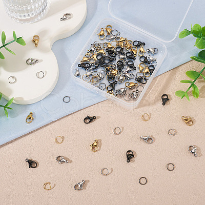60Pcs 304 Stainless Steel Lobster Claw Clasps STAS-TA0001-46B-1