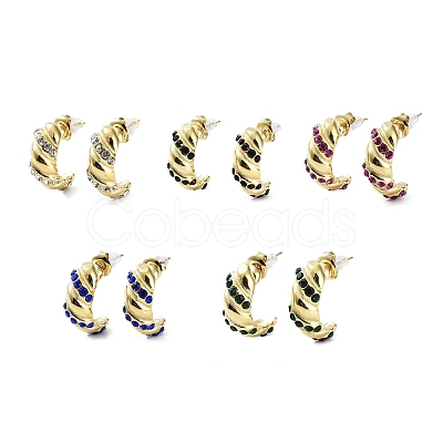 Glass Stud Earrings EJEW-P245-06G-1