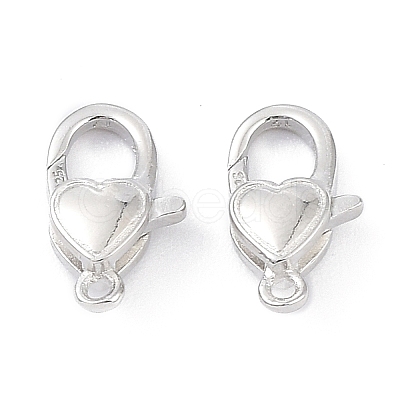 Anti-Tarnish Rhodium Plated 925 Sterling Silver Lobster Claw Clasps STER-K173-16P-1