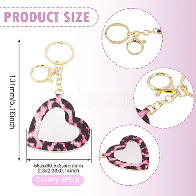 2Pcs PU Mirror Keychains KEYC-TADJ0001-05C-1