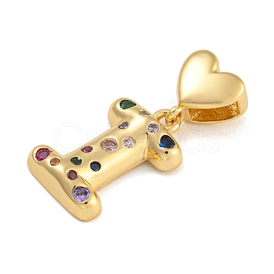Brass Micro Pave Colorful Cubic Zirconia Pendants KK-P281-01G-I-1