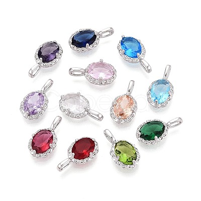 Brass with Cubic Zirconia Pendants KK-T073-34P-1