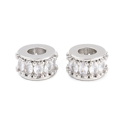 Brass Micro Pave Clear Cubic Zirconia European Beads KK-B186-17P-1