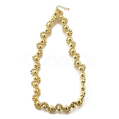 Brass Round Beaded Necklaces NJEW-D314-06G-1