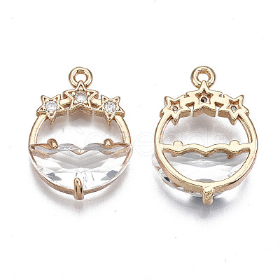 Faceted Transparent Glass Pendants GLAA-T020-18H-1