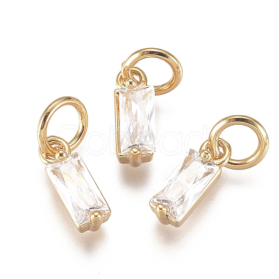 Brass Micro Pave Cubic Zirconia Charms ZIRC-F111-03G-06-1