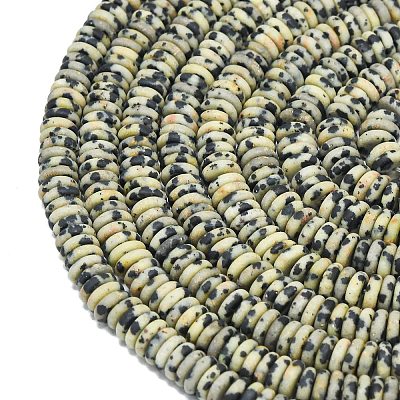 Frosted Natural Dalmatian Jasper Beads Strands G-K389-C22-01-1
