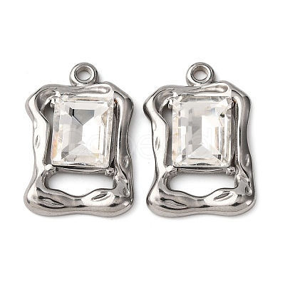 304 Stainless Steel Glass Pendants STAS-P406-01P-1