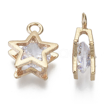 Brass Micro Cubic Zirconia Charms X-KK-N235-034A-1