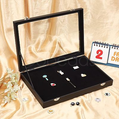Wood Pin Display Case CON-WH0084-31-1