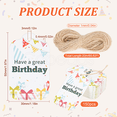 150Pcs Happy Birthday Paper Gift Tags CDIS-SP0001-21F-1