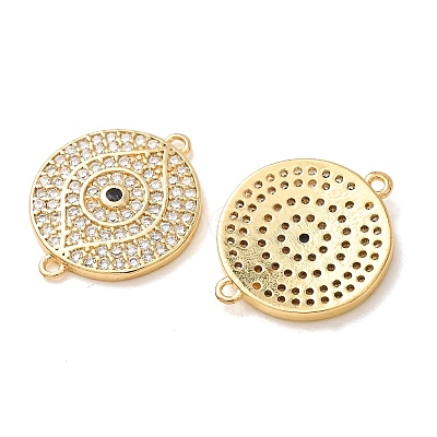 Brass Micro Pave Clear Cubic Zirconia Connector Charms CU-CBA4579-03G-B-1