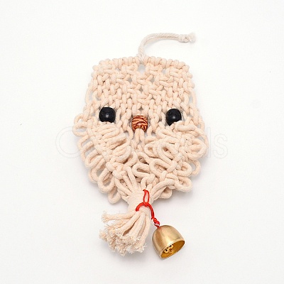 Owl Cotton Rope & Wood Beads Wind Chime Kit HJEW-TAC0011-01-1