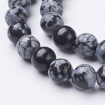 Natural Snowflake Obsidian Beads Strands X-GSR6mmC009-1