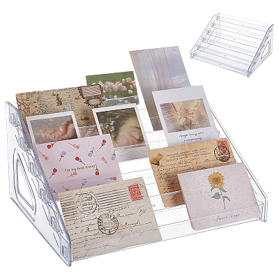 6-Tier PA Plastic Display Riser Stands for Mini Card DJEW-WH0028-002A-1