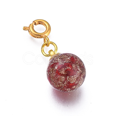 Handmade Gold Sand Lampwork Pendants HJEW-F006-02-G-1