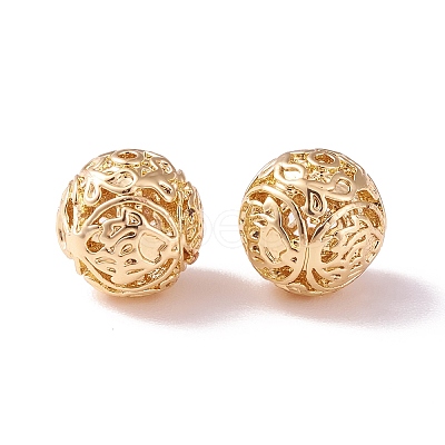 Brass Hollow Round Beads KK-P226-29CG-1