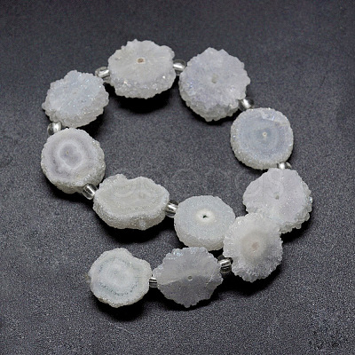 Natural Druzy Quartz Crystal Beads Strands G-F582-A15-1