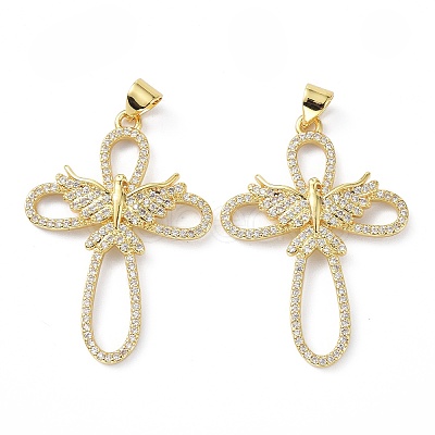 5Pcs Brass Micro Pave Cubic Zirconia Pendant ZIRC-SZ0004-28-1