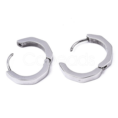 Tarnish Resistant 304 Stainless Steel Huggie Hoop Earrings X-STAS-R115-22P-1