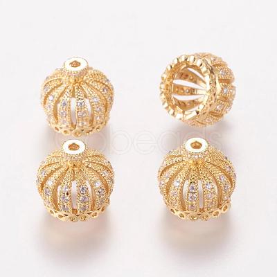Brass Cubic Zirconia Beads ZIRC-F001-183B-G-1