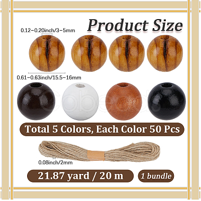 200Pcs 4 Colors Spray Painted Round Natural Schima Wood Beads WOOD-PA0001-73D-1