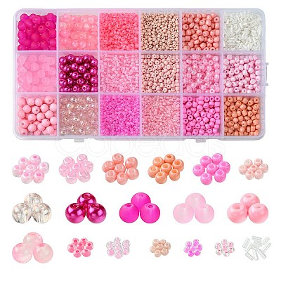 Transparent Glass Beads with Seed Beads GLAA-FS0001-82-1