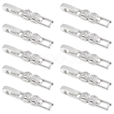 10Pcs Brass Pave Clear Cubic Zirconia Watch Band Clasps KK-BC0013-67S-1