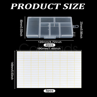 2Pcs Rectangle Polypropylene(PP) Bead Storage Container CON-LP0001-32-1
